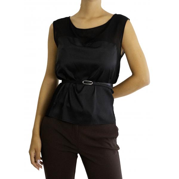 Top senza maniche con cintura sottile e scollo barca Imperial 